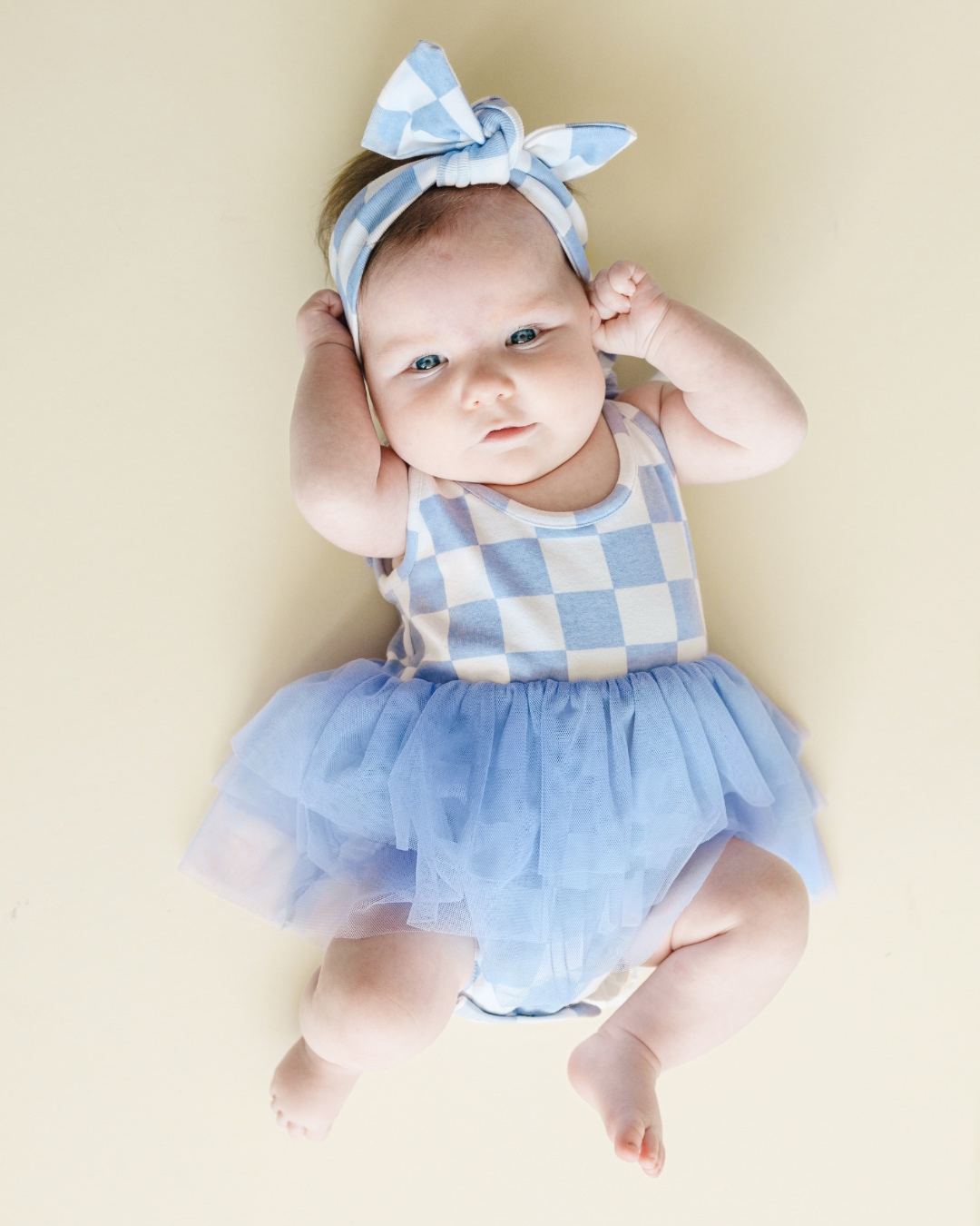 LPK Tutu Romper - Checkered Blue - Atara & Co