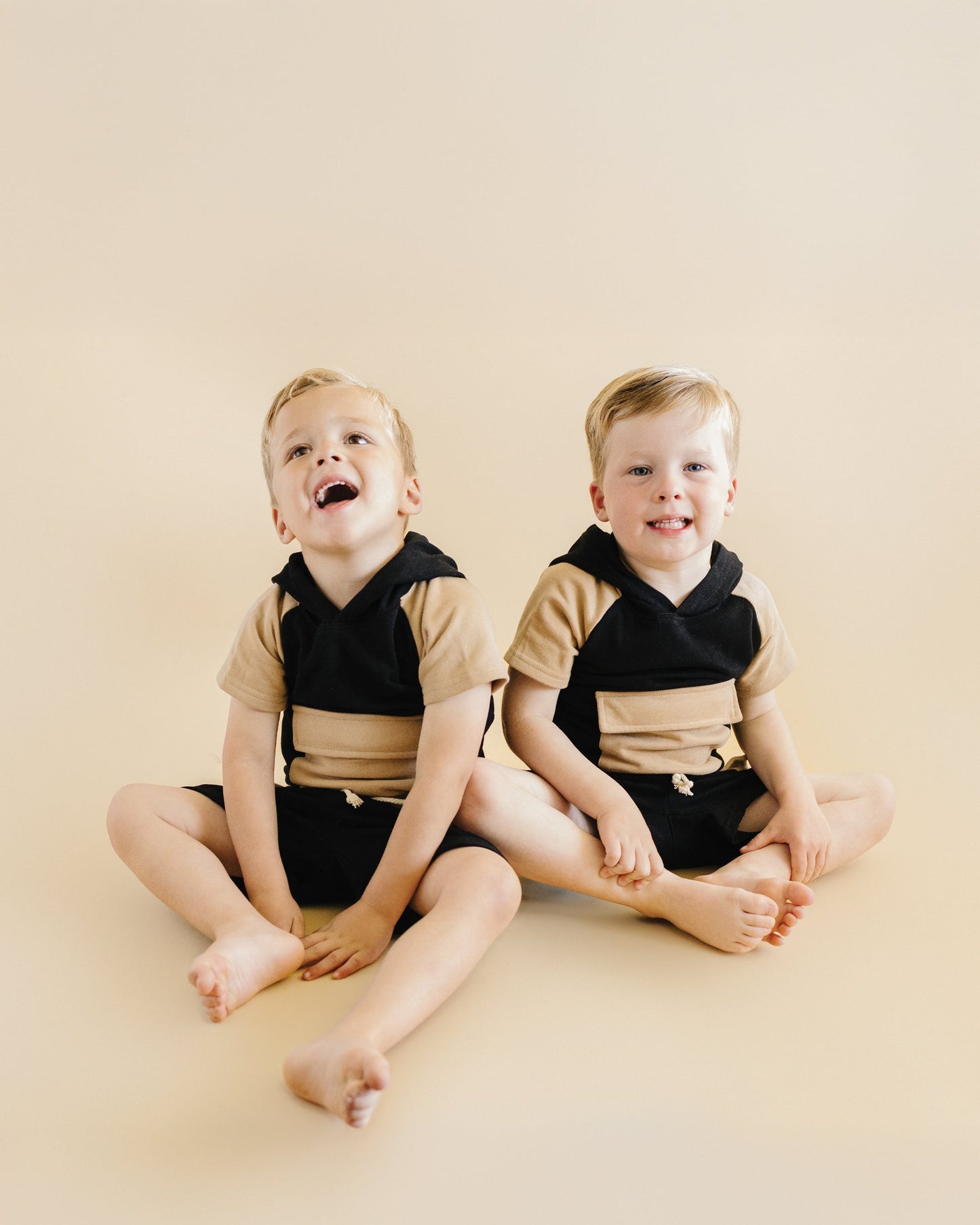 LPK Terry Cargo Shorts Set - Black & Tan
