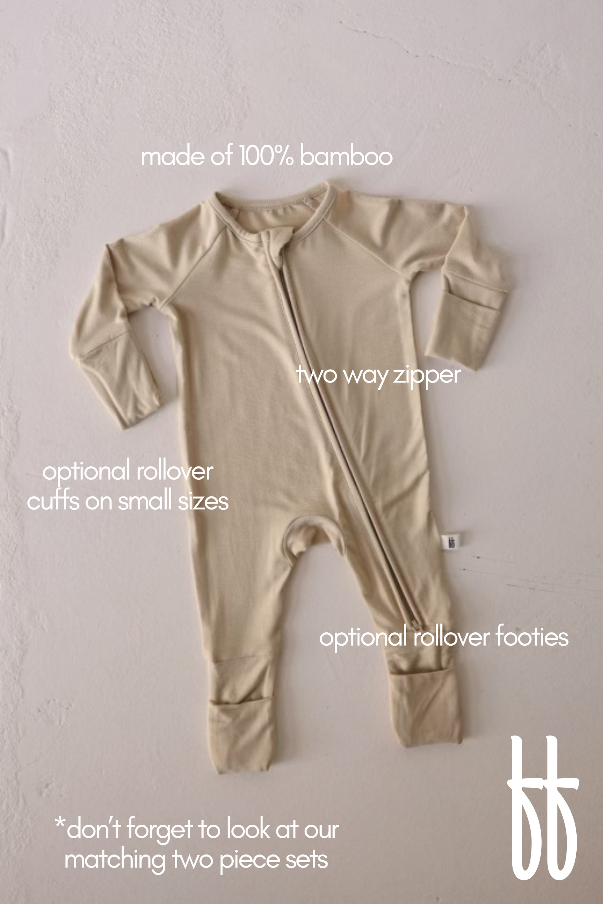 Forever French Bamboo Romper - Limestone - Atara & Co