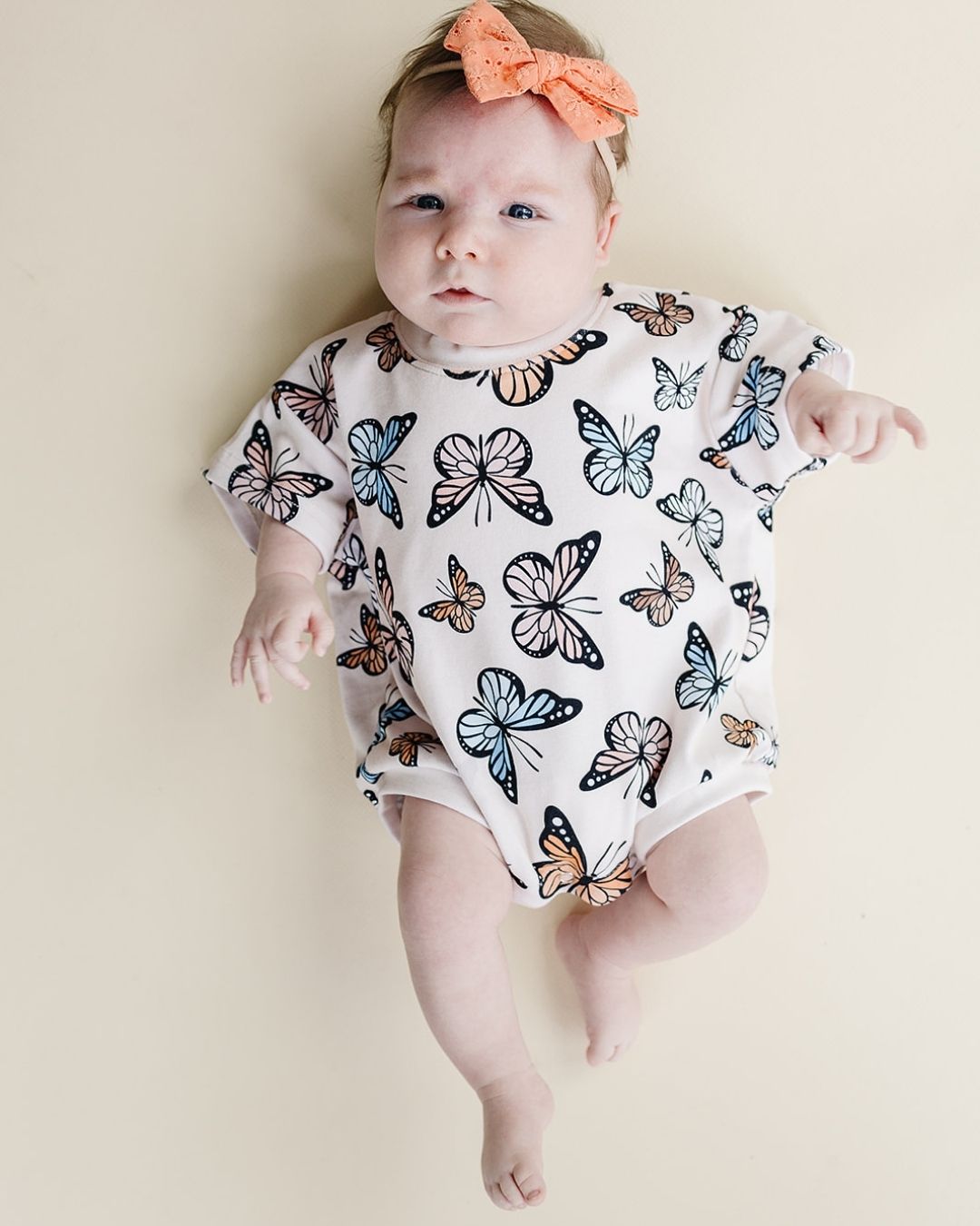 LPK Short Sleeve Bubble Romper - Butterflies - Atara & Co