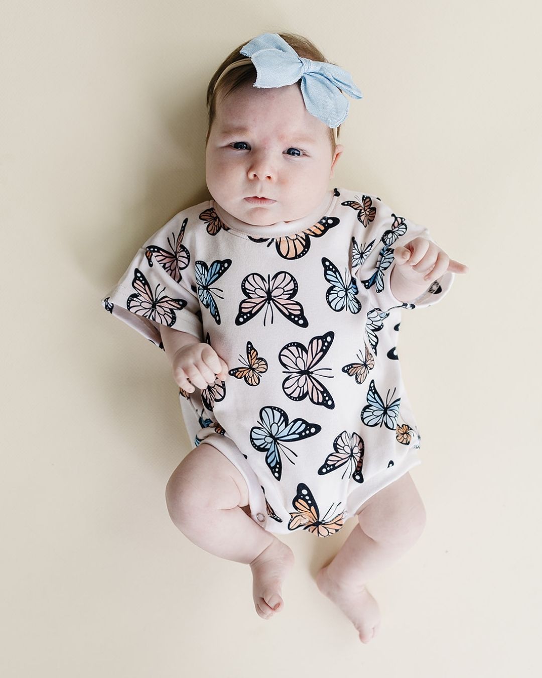 LPK Short Sleeve Bubble Romper - Butterflies - Atara & Co