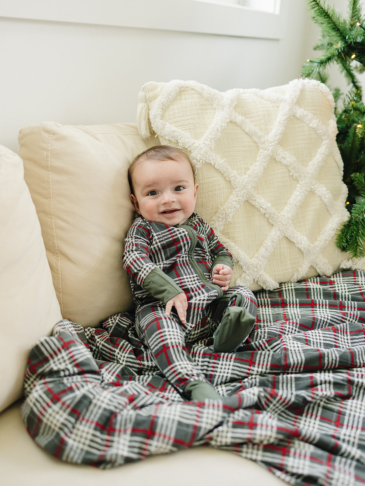 Mebie Baby Bamboo Fleece Quilt - Green Plaid - Atara & Co