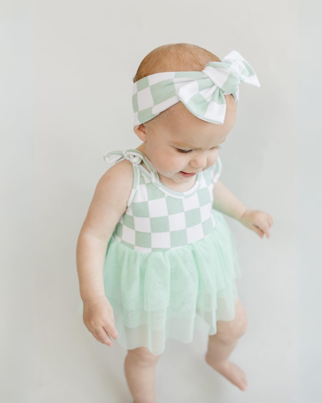 LPK Tutu Romper - Checkered Mint - Atara & Co