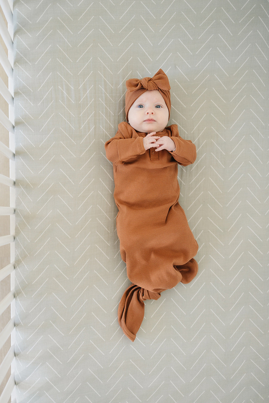 Mebie Baby Ribbed Knot Gown - Rust - Atara & Co