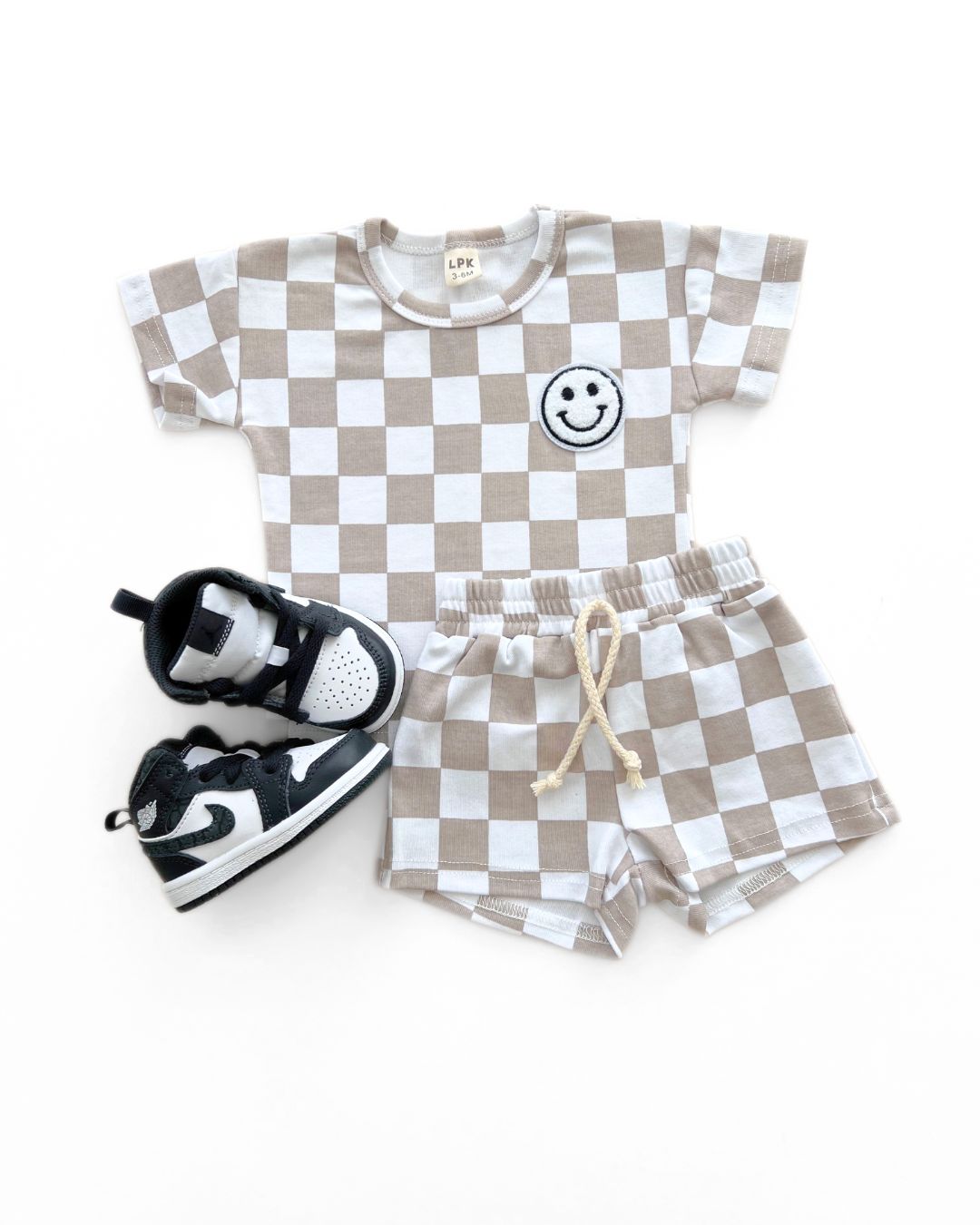 LPK Checkered Shorts Set - Latte - Atara & Co