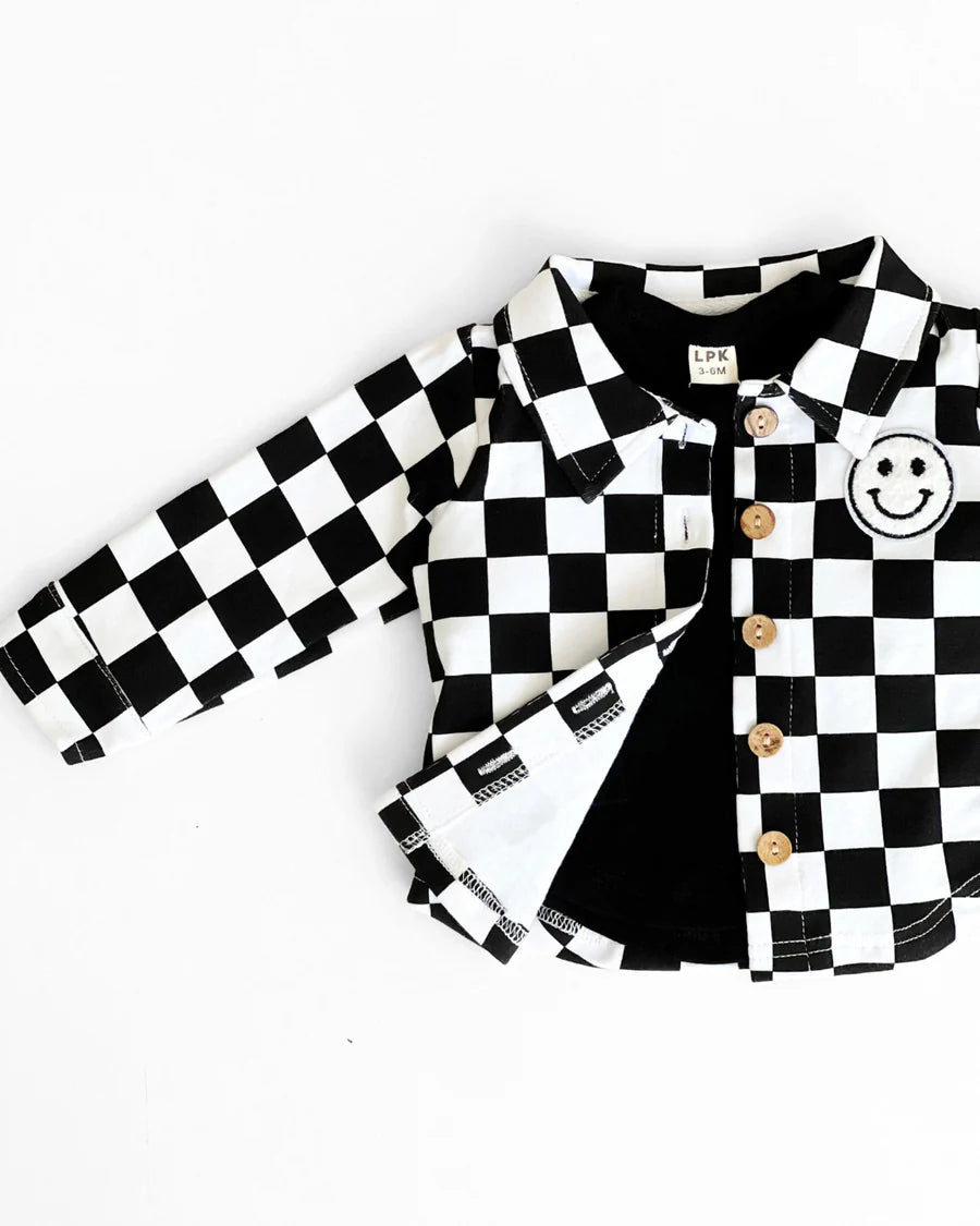 LPK Cotton Shacket - Smiley Checkered Black - Atara & Co