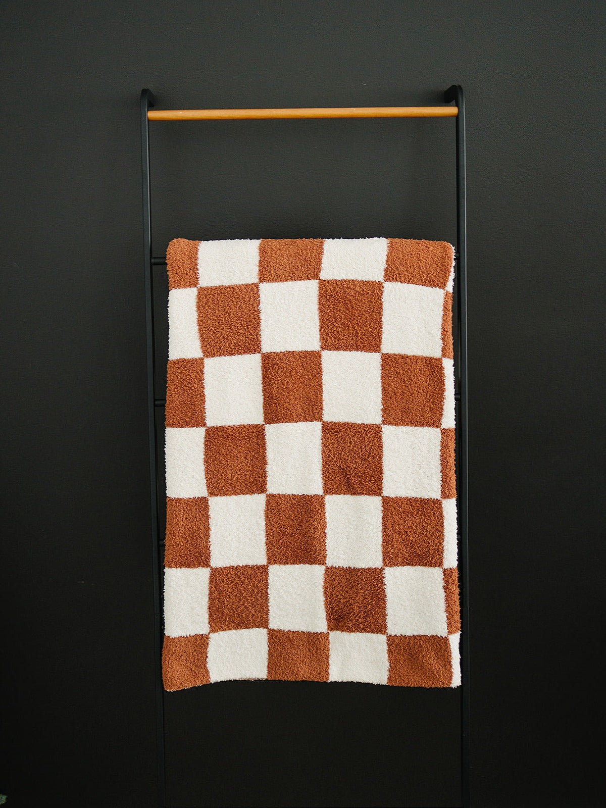 Mebie Baby Plush Blanket - Rust Checkered - Atara & Co