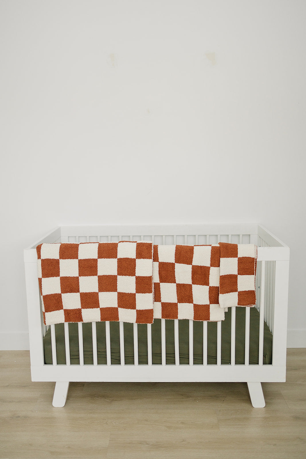 Mebie Baby Plush Blanket - Rust Checkered - Atara & Co