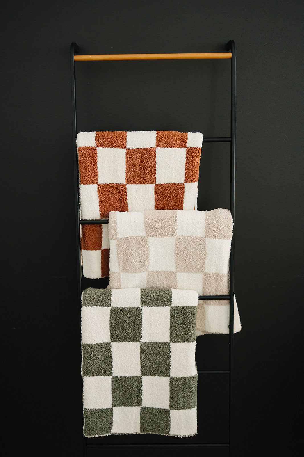 Mebie Baby Plush Blanket - Rust Checkered - Atara & Co