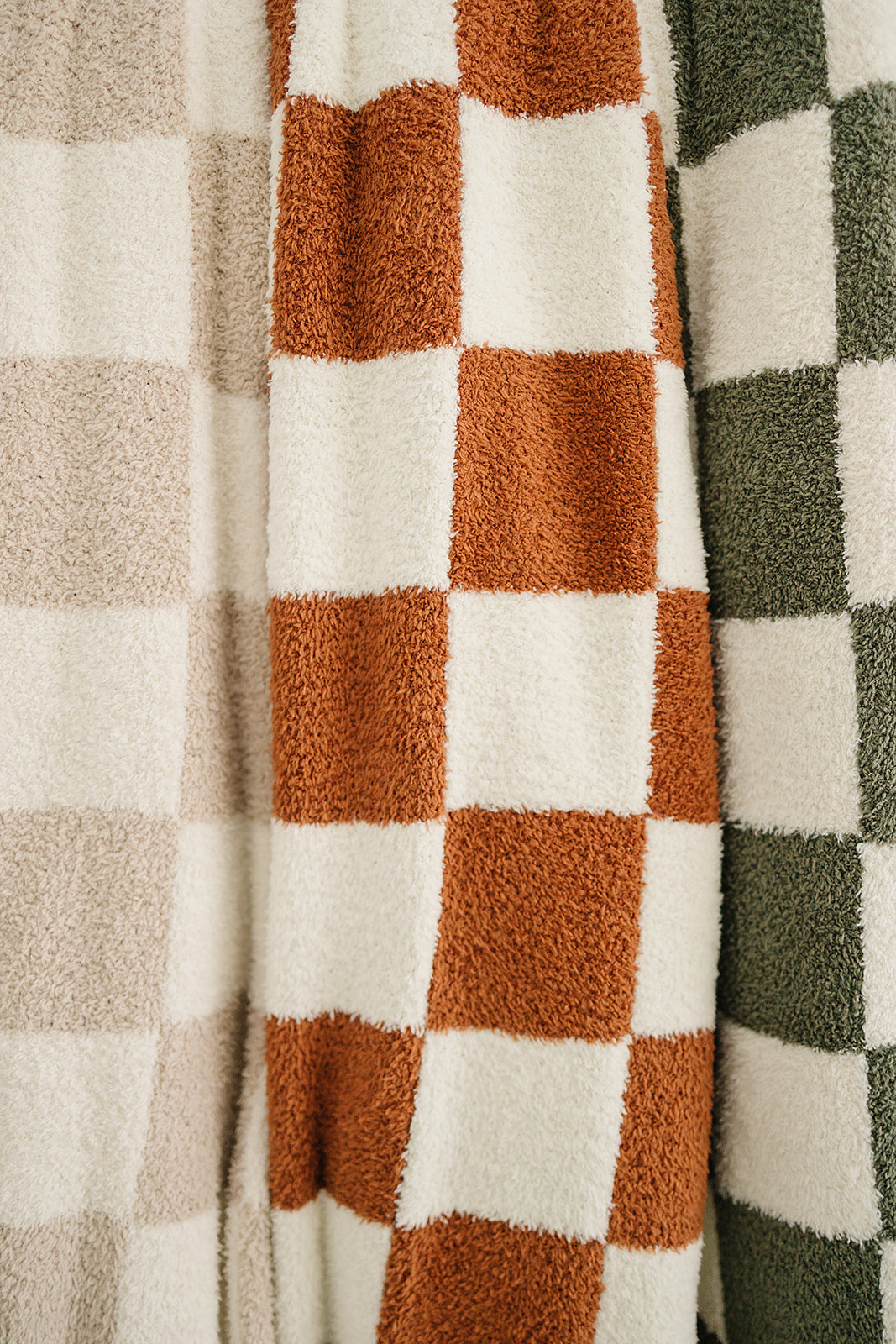 Mebie Baby Plush Blanket - Rust Checkered - Atara & Co