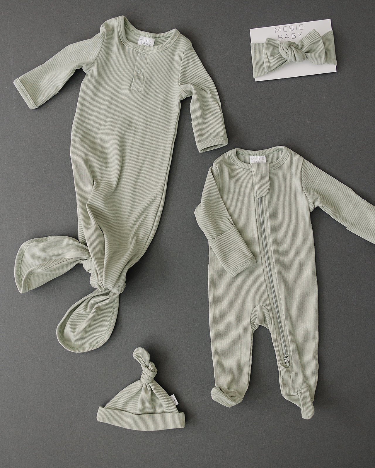 Mebie Baby Ribbed Romper - Sage - Atara & Co