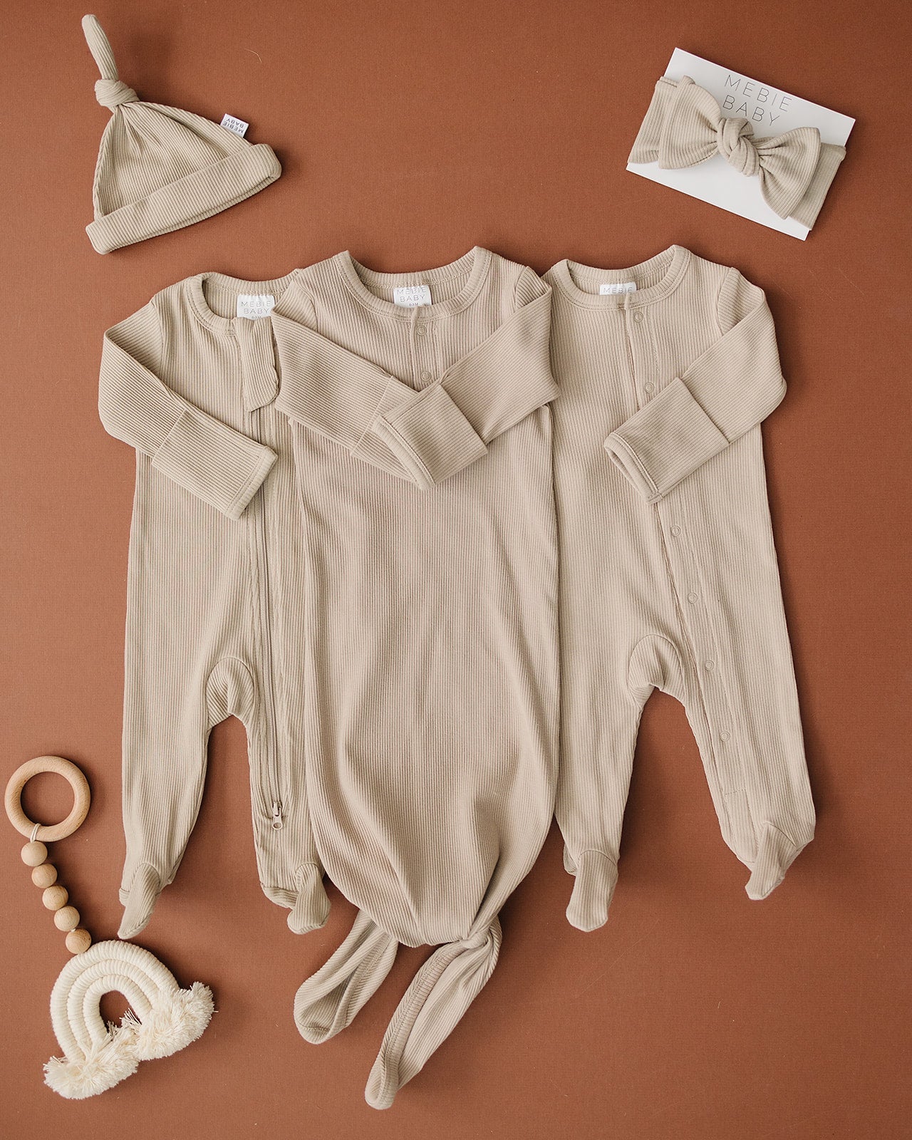 Mebie Baby Ribbed Romper - Oatmeal - Atara & Co