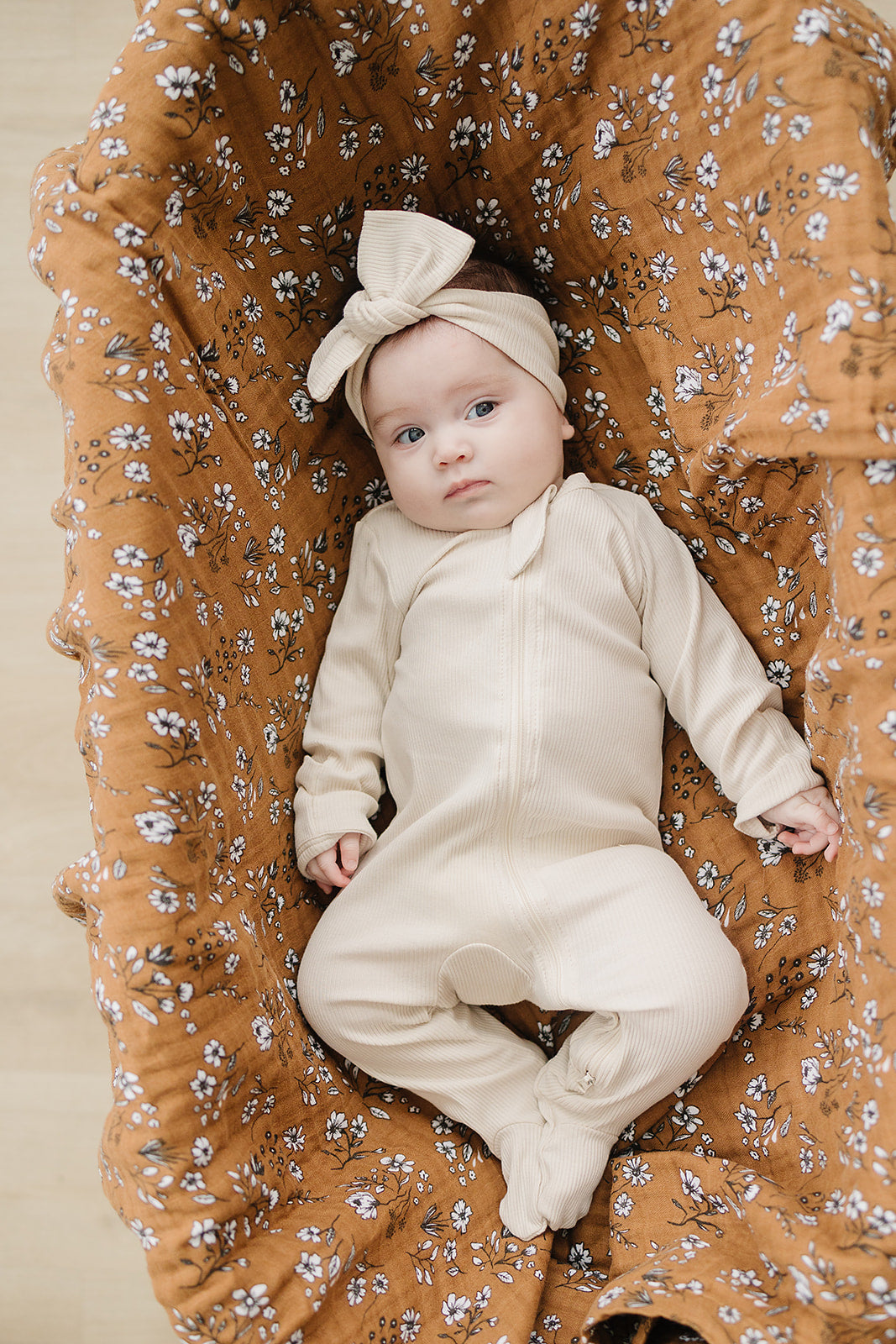 Mebie Baby Ribbed Romper - Vanilla - Atara & Co