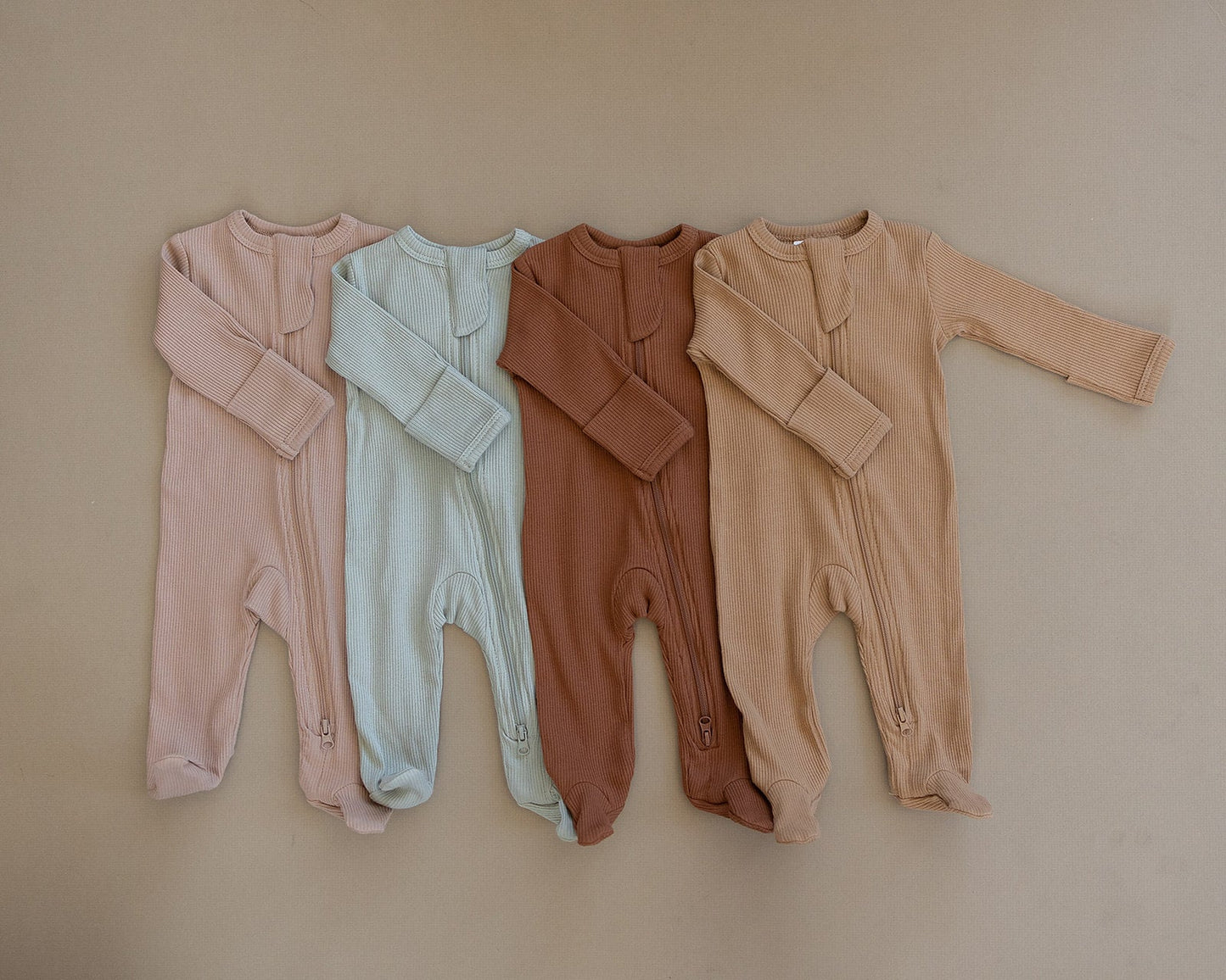 Mebie Baby Ribbed Zipper - Pale Pink - Atara & Co