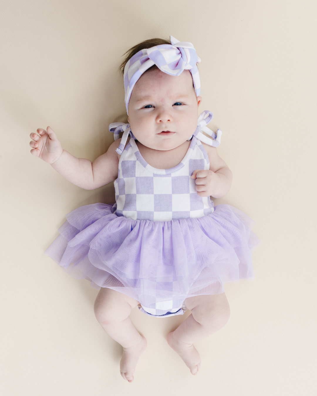 LPK Tutu Romper - Checkered Lavender - Atara & Co