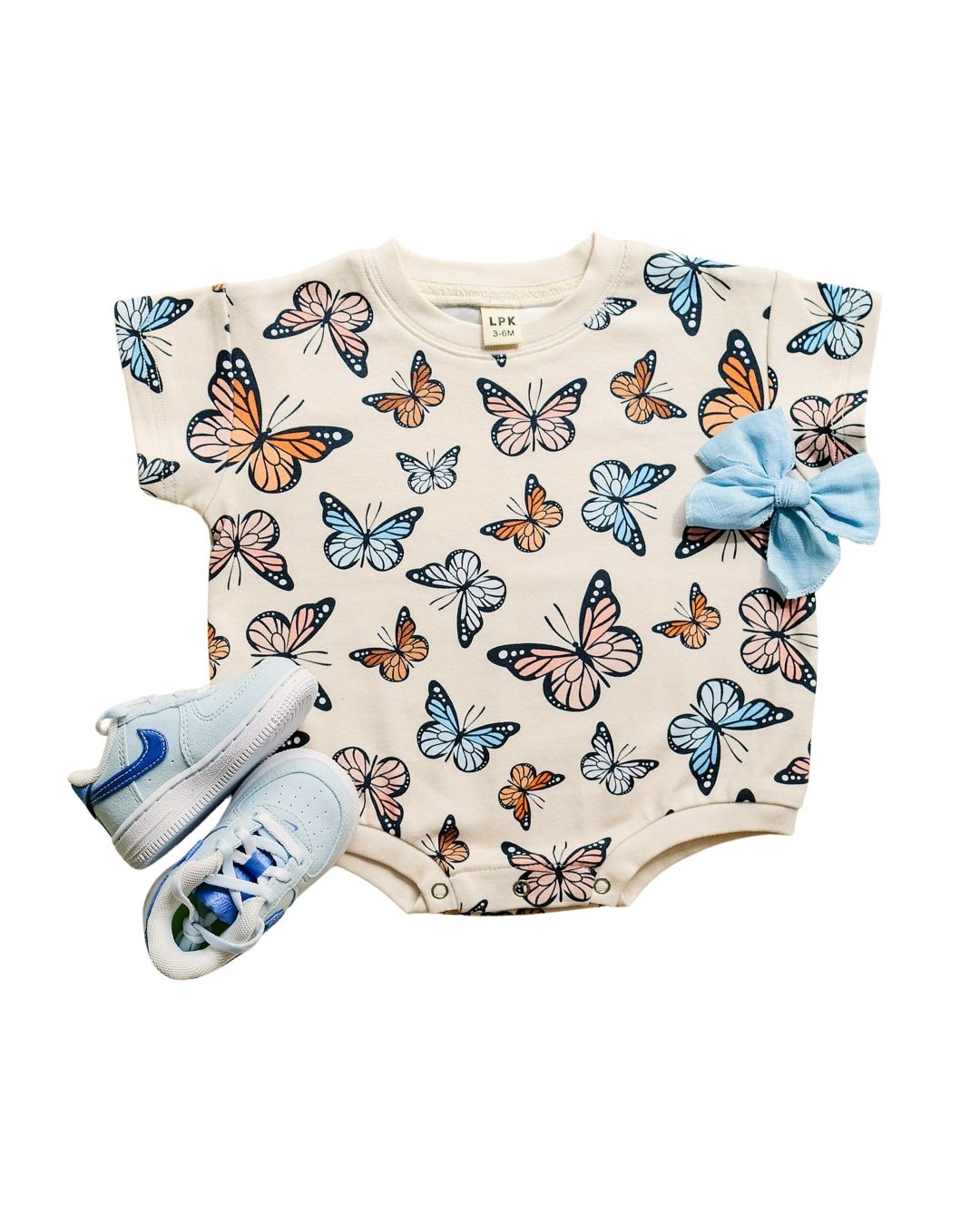 LPK Short Sleeve Bubble Romper - Butterflies - Atara & Co