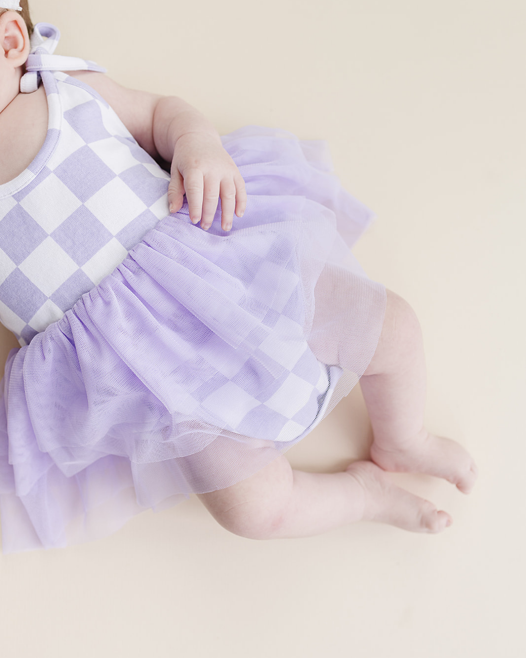 LPK Tutu Romper - Checkered Lavender - Atara & Co