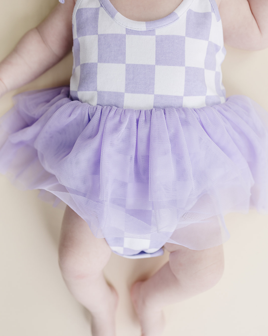 LPK Tutu Romper - Checkered Lavender - Atara & Co