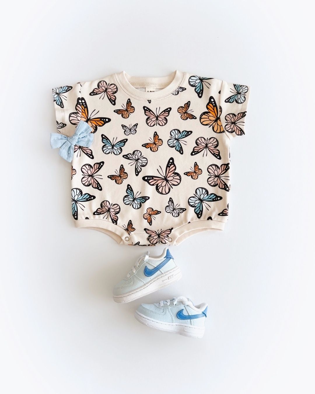 LPK Short Sleeve Bubble Romper - Butterflies - Atara & Co