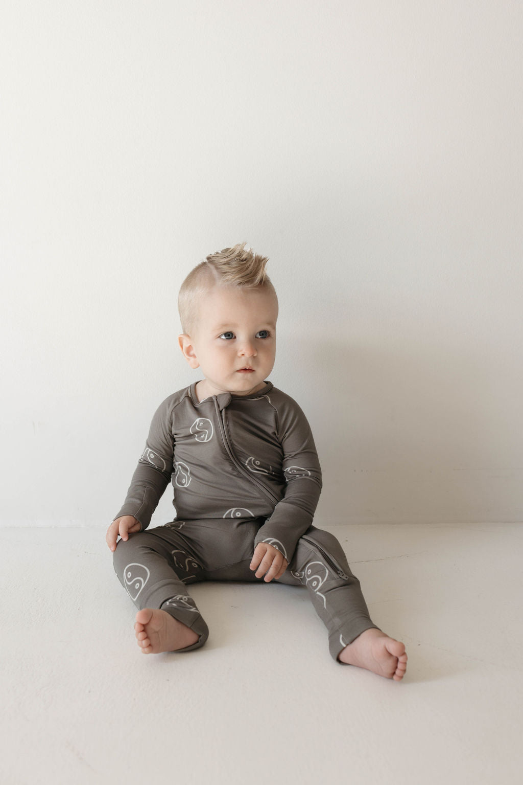 Forever French Bamboo Zip Romper - Sage Yin Yang - Atara & Co