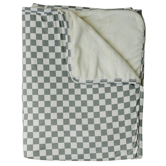 Mebie Baby Bamboo Fleece Quilt - Light Green Checkered