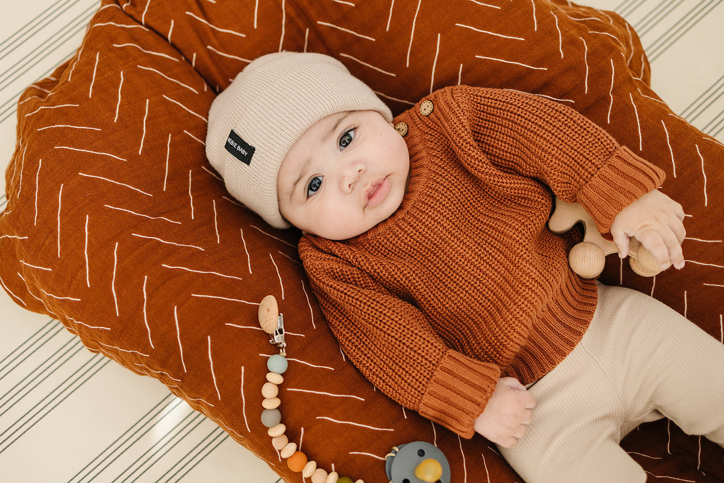 Mebie Baby Beanie - Oatmeal - Atara & Co