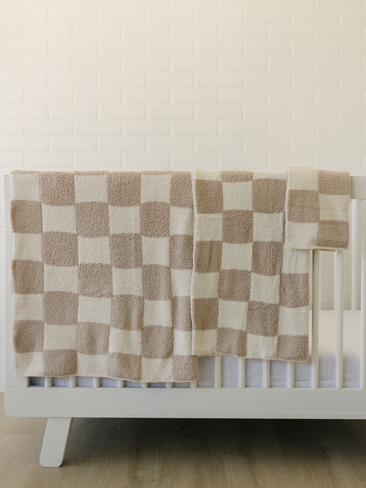 Mebie Baby Plush Blanket - Taupe Checkered - Atara & Co