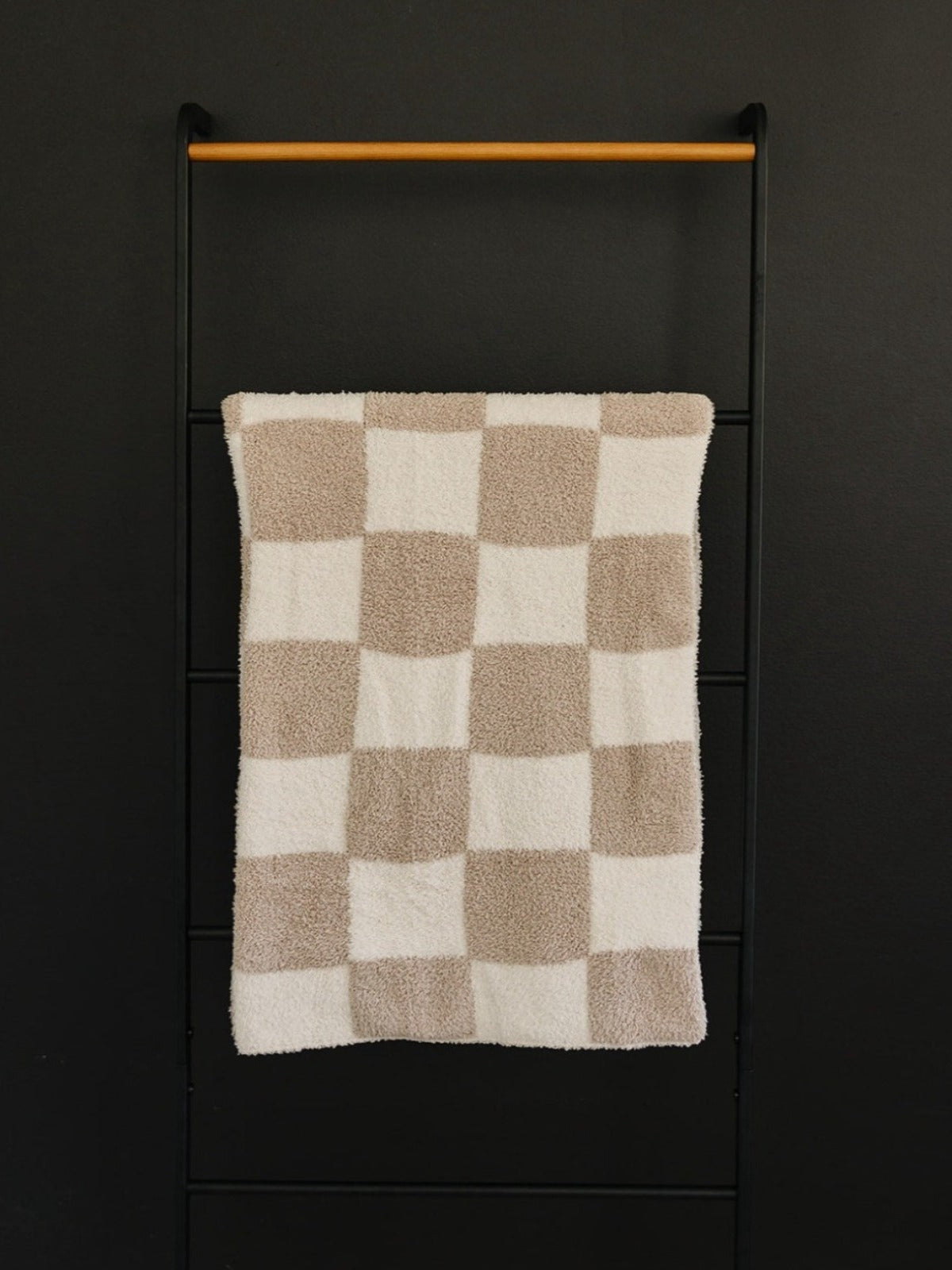 Mebie Baby Plush Blanket - Taupe Checkered - Atara & Co