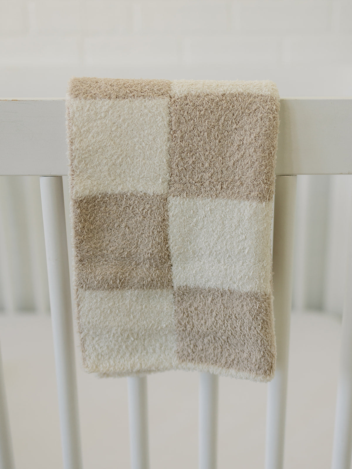 Mebie Baby Plush Blanket - Taupe Checkered - Atara & Co