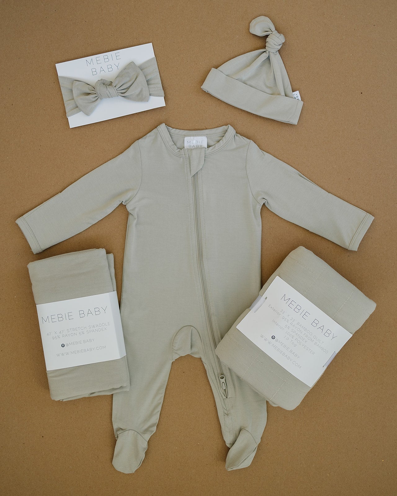 Mebie Baby Bamboo Romper - Oatmeal - Atara & Co