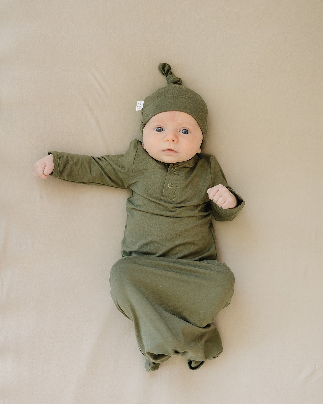 Mebie Baby Bamboo Knot Gown - Olive - Atara & Co