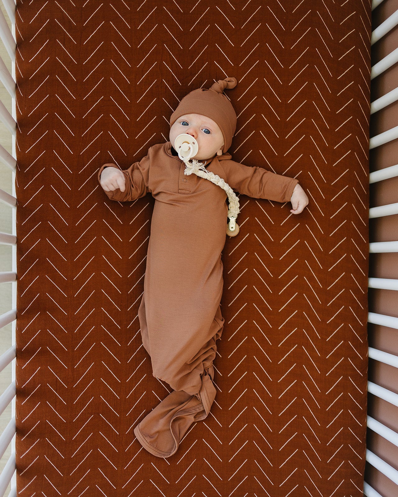 Mebie Baby Bamboo Knot Gown - Rust - Atara & Co