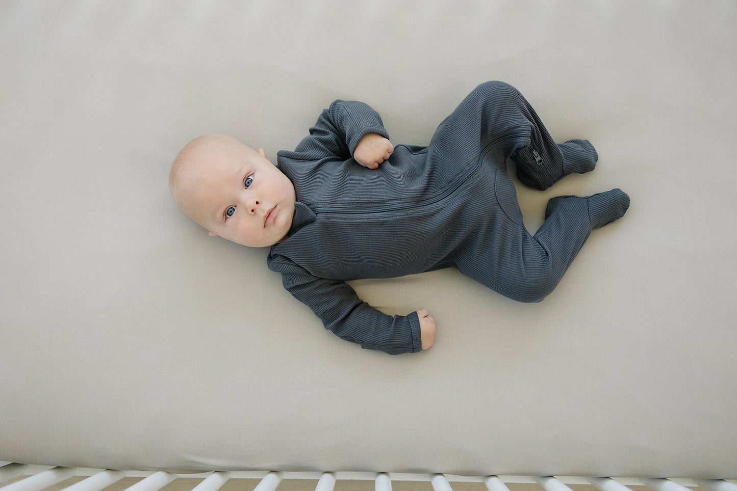 Mebie Baby Ribbed Romper - Charcoal - Atara & Co