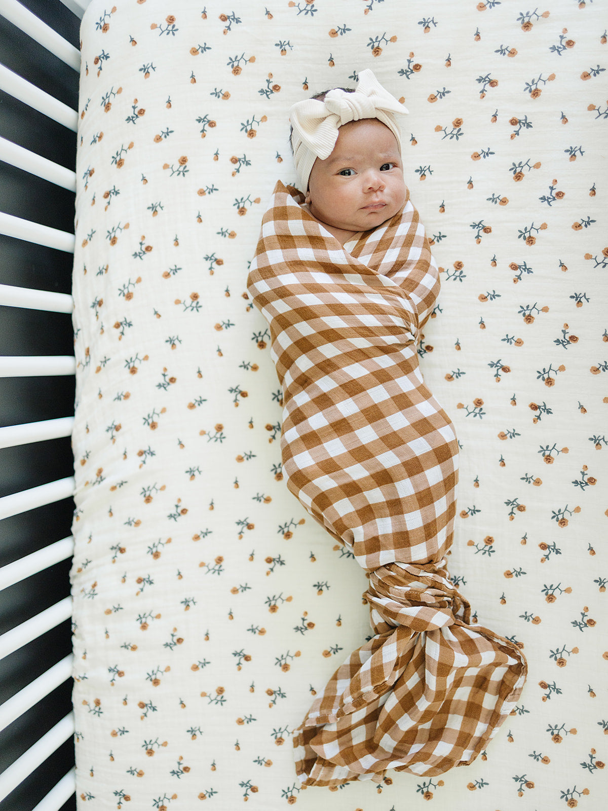 Mebie Baby Muslin Swaddle - Gingham - Atara & Co