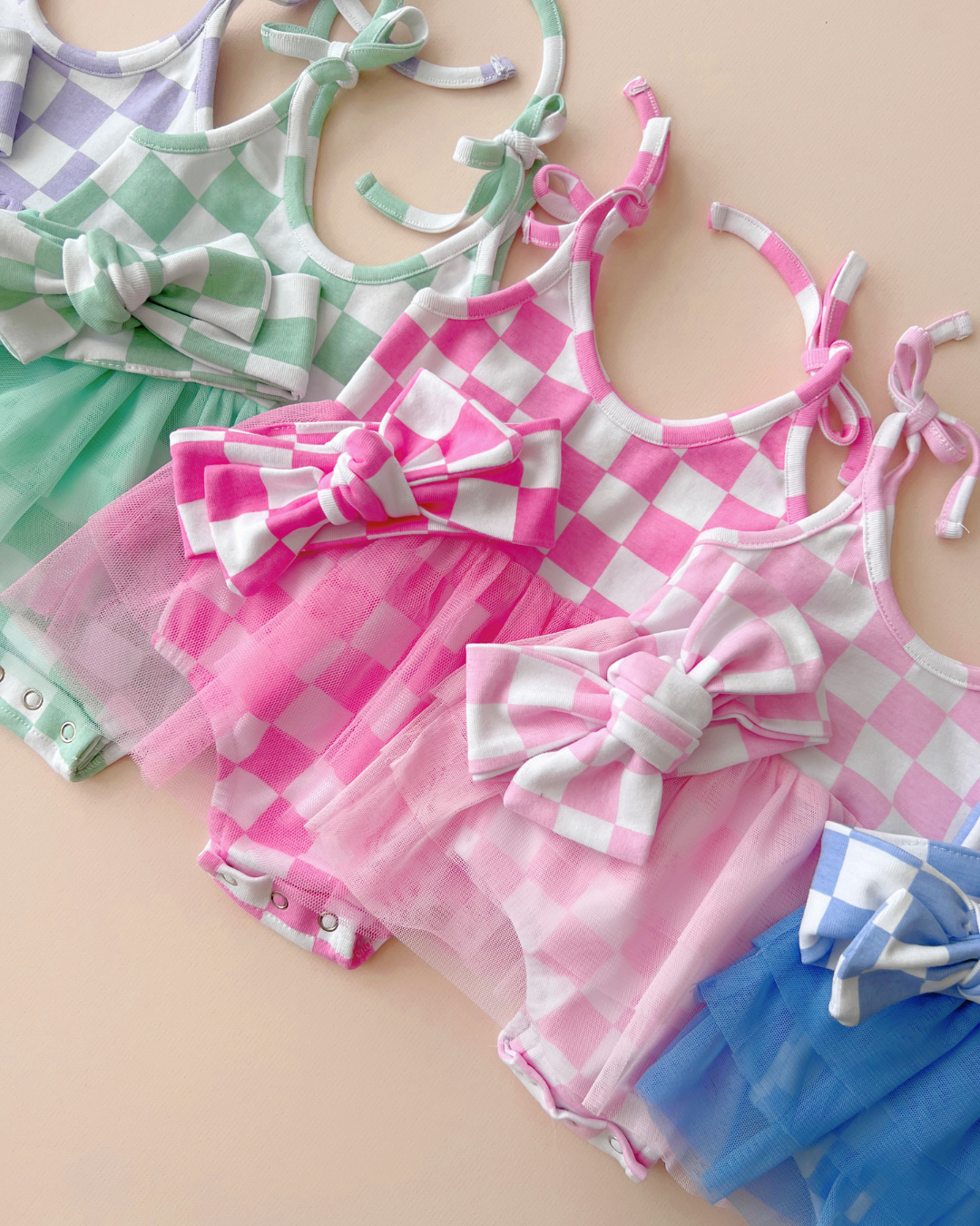 LPK Tutu Romper - Checkered Bubble Gum - Atara & Co