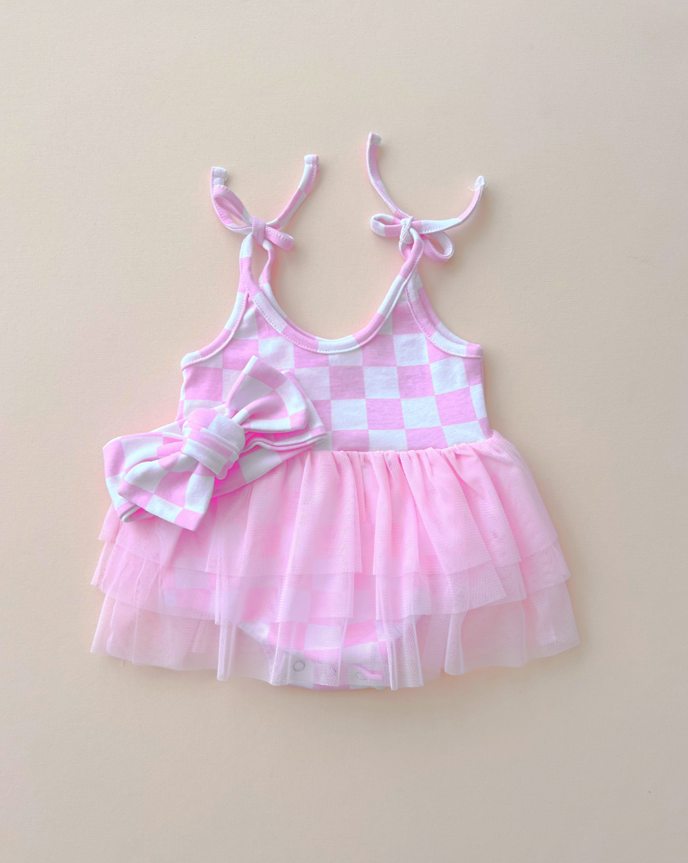 LPK Tutu Romper - Checkered Pink - Atara & Co