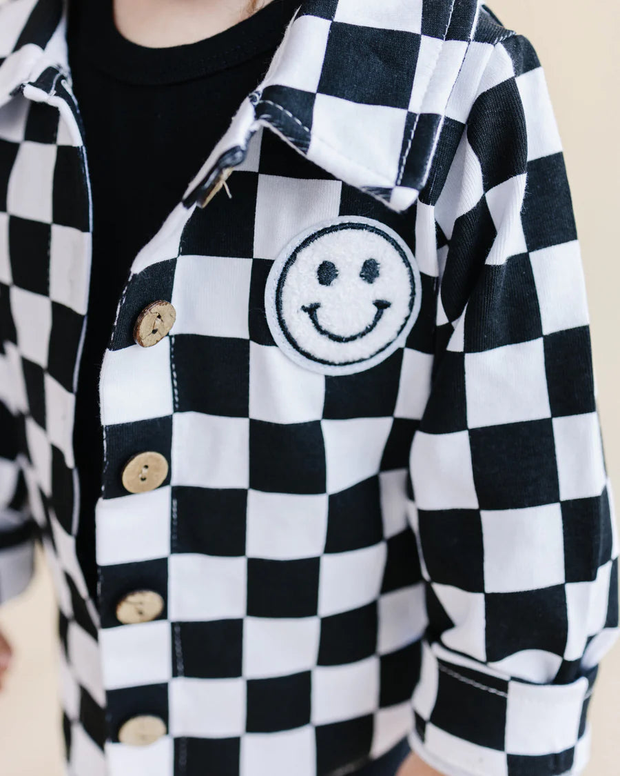 LPK Cotton Shacket - Smiley Checkered Black - Atara & Co