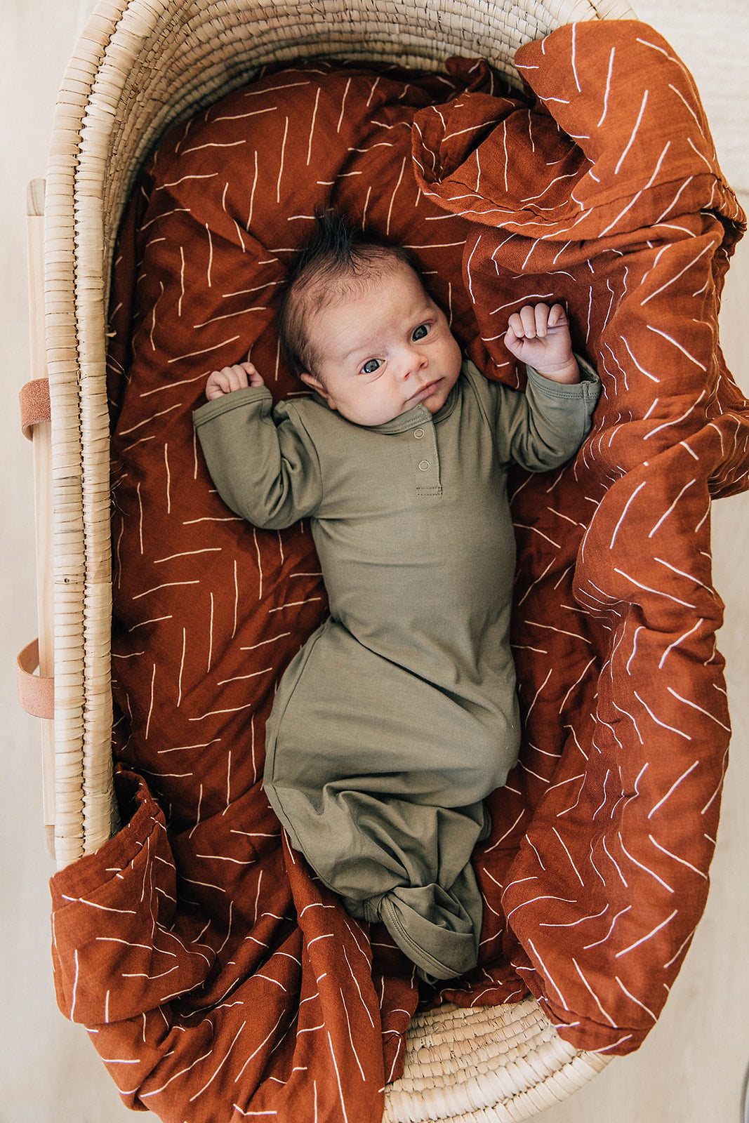 Mebie Baby Bamboo Knot Gown - Olive - Atara & Co