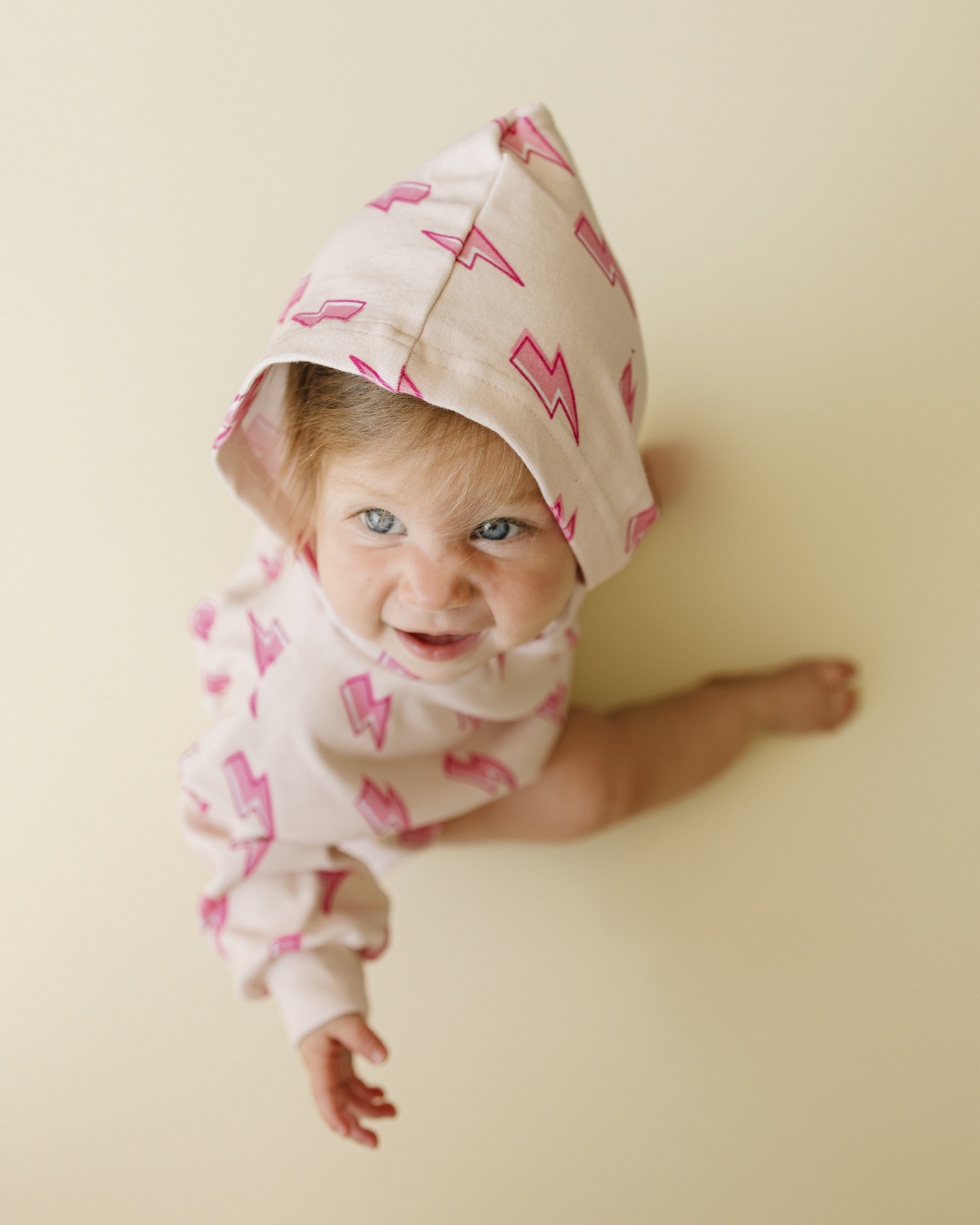 LPK Hooded Bubble Romper - Pink Bolts - Atara & Co