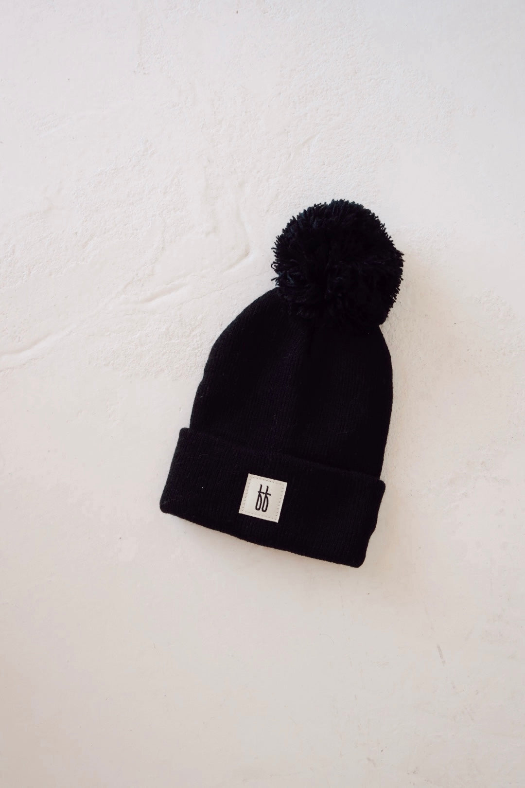 Forever French Knit Pom Top Beanie - Black