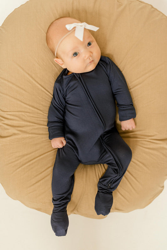 Stroller Society Navy Bamboo Romper (0-3 Months) - Atara & Co