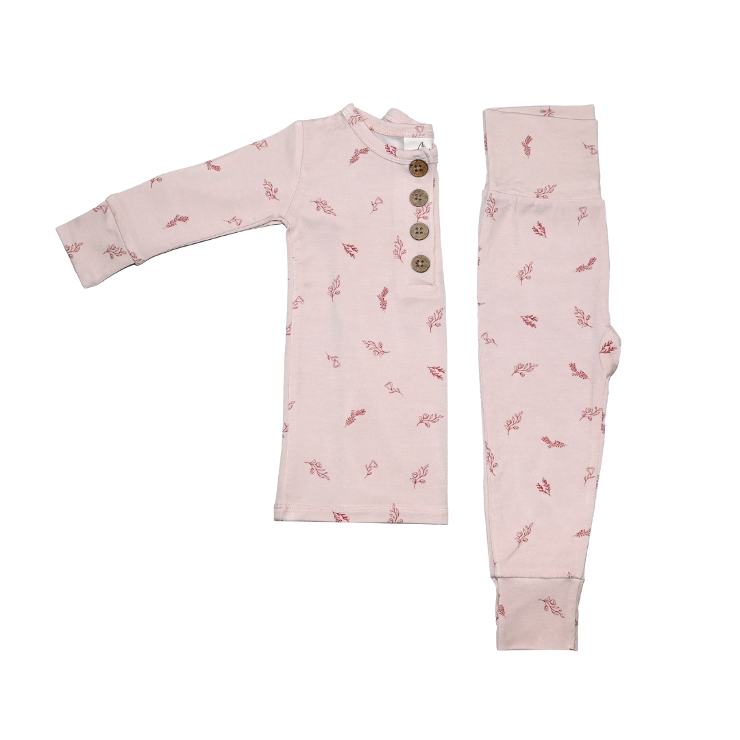 Top + Bottoms Set - Blush Flowers