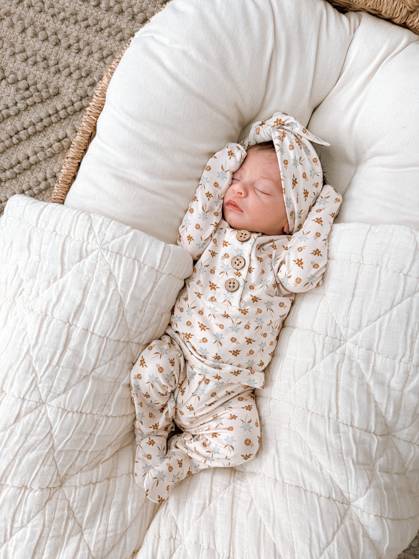 Knotted Bow - Blue & Brown Floral