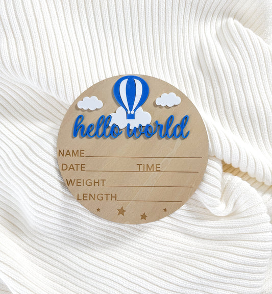 Hello World Newborn Wood Sign (6 Inches)
