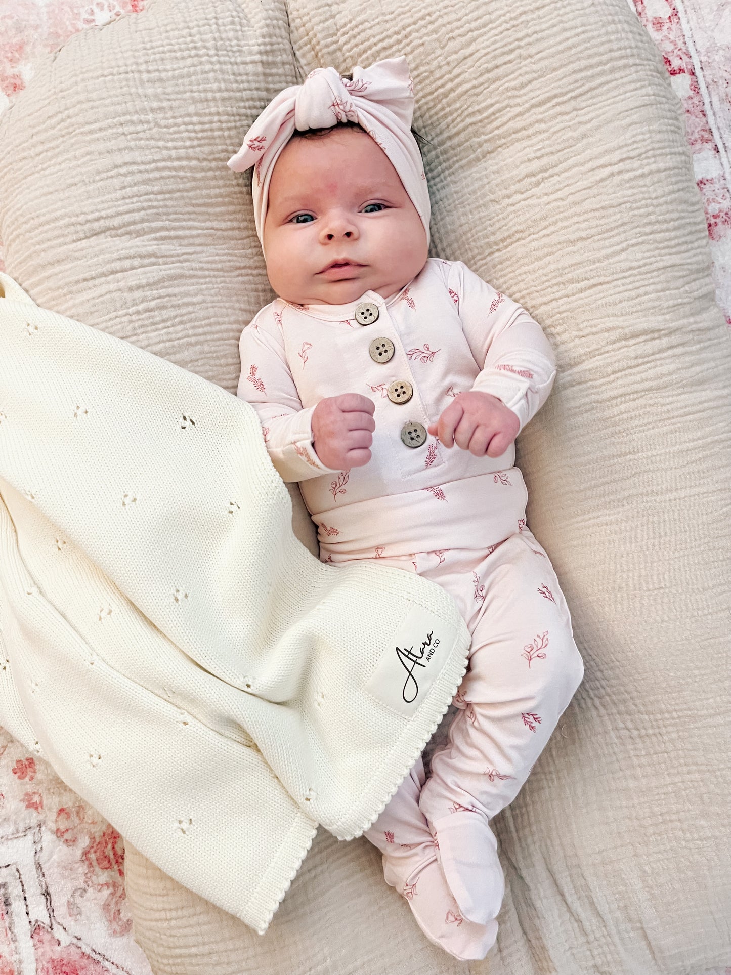 Top + Bottoms Set - Blush Flowers