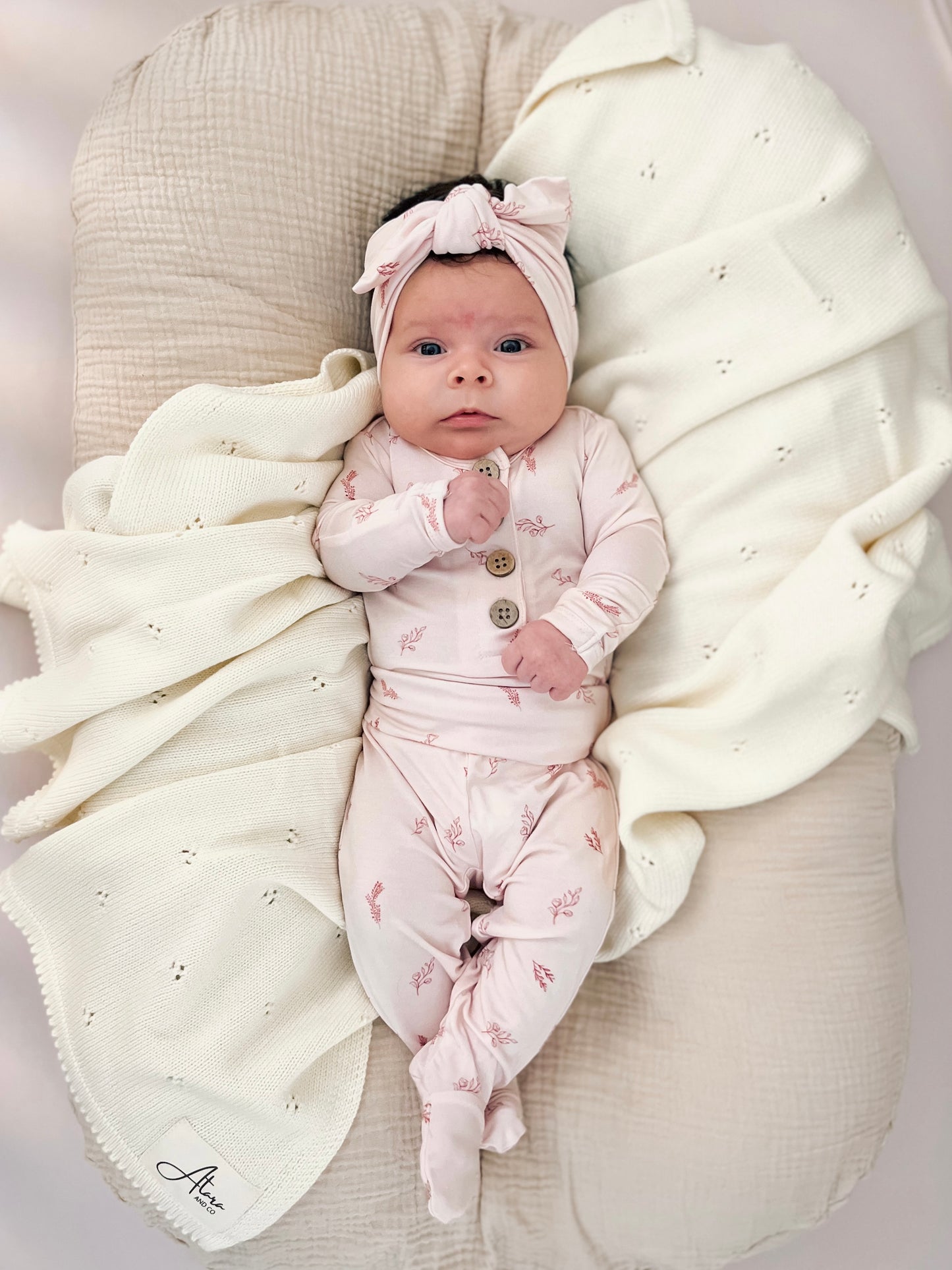 Top + Bottoms Set - Blush Flowers