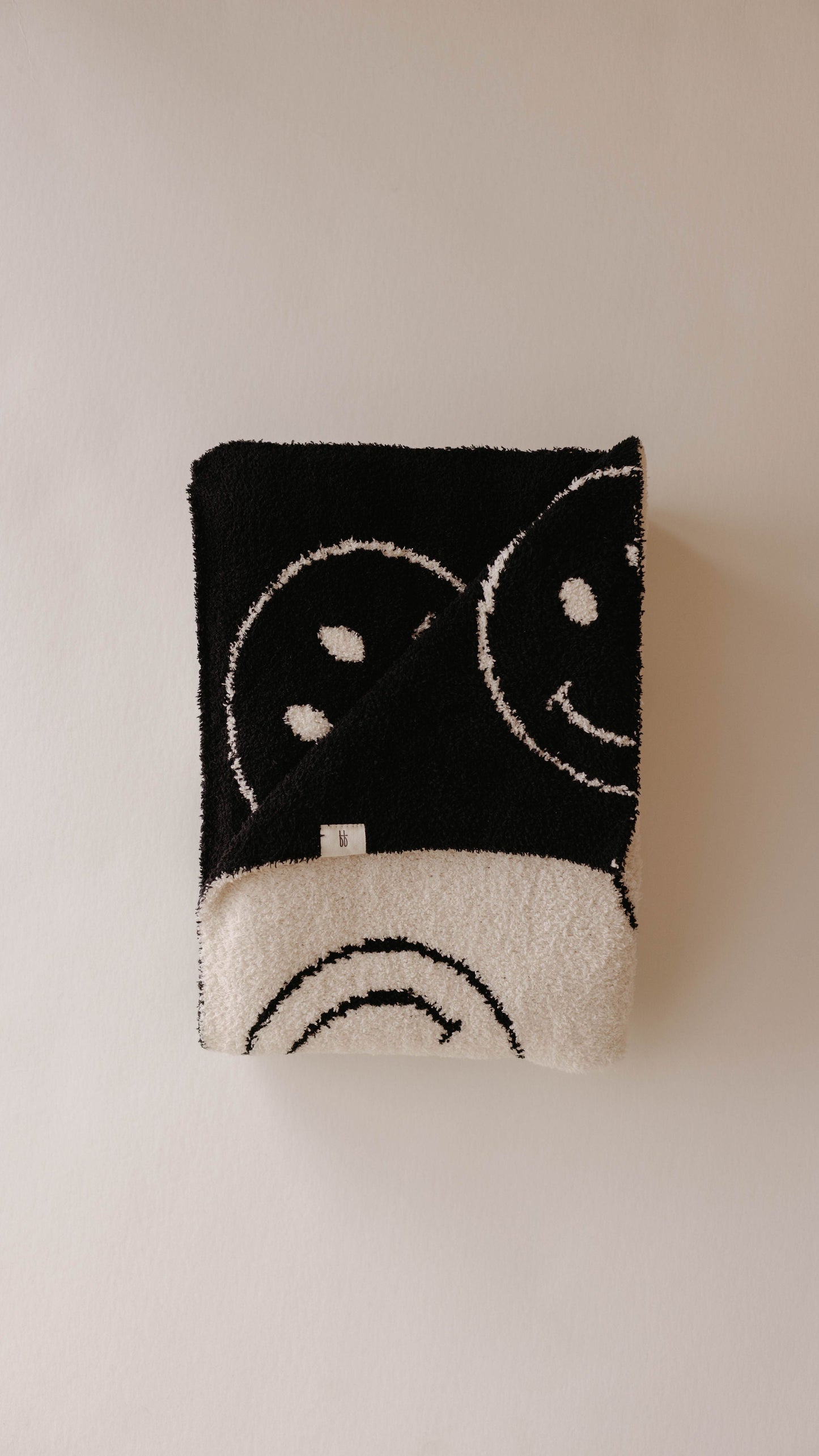 Forever French Plush Blanket - Just Smile Black & White - Atara & Co