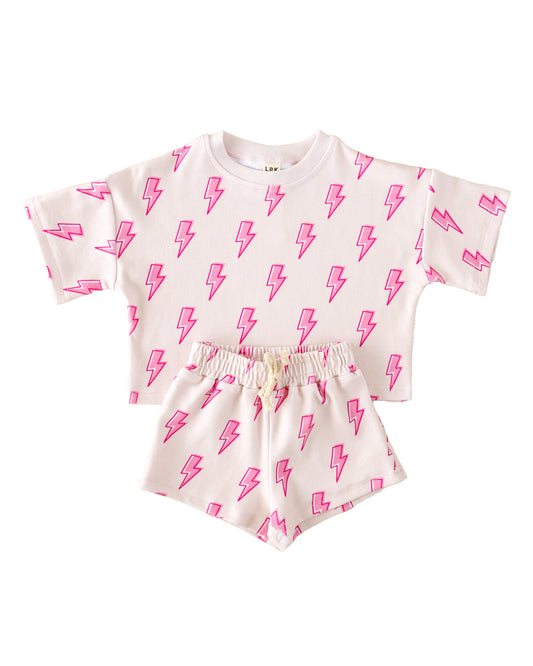 LPK Shorts Set - Pink Bolts