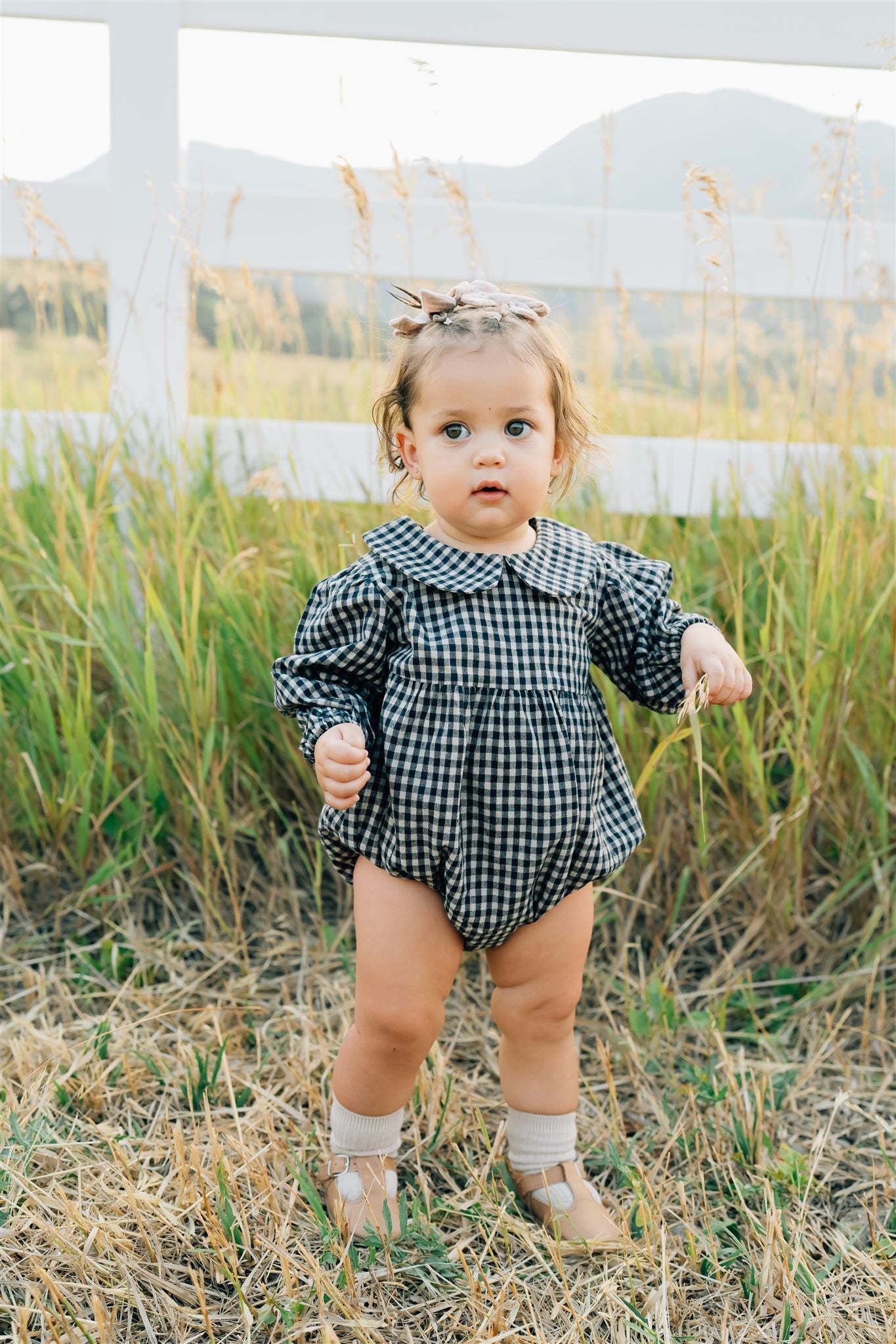 Mebie Baby Romper - Gingham - Atara & Co