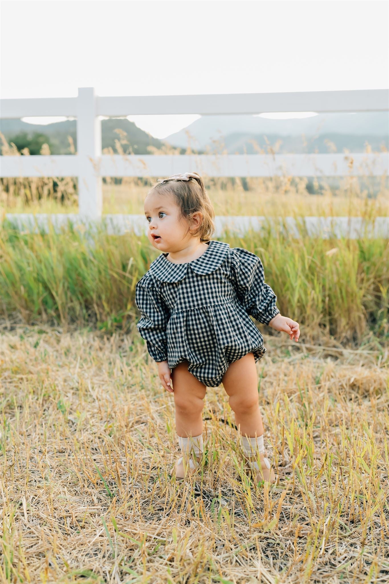 Mebie Baby Romper - Gingham - Atara & Co